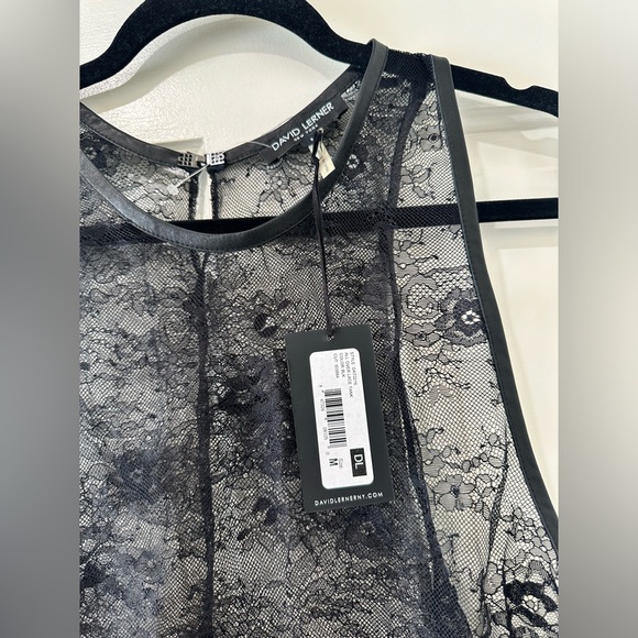 David Lerner black all over lace Racerback tank top blouse nwt - Picture 2 of 11